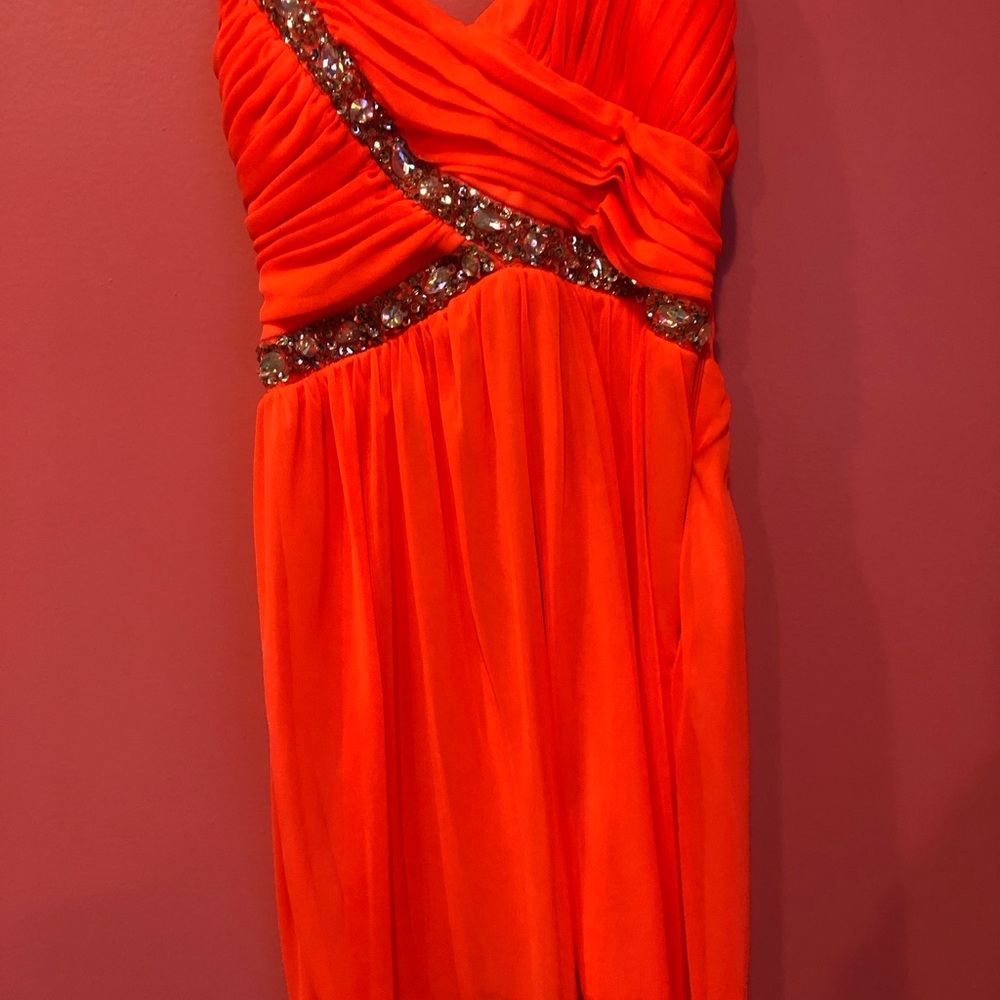 Strapless Orange Prom Dress